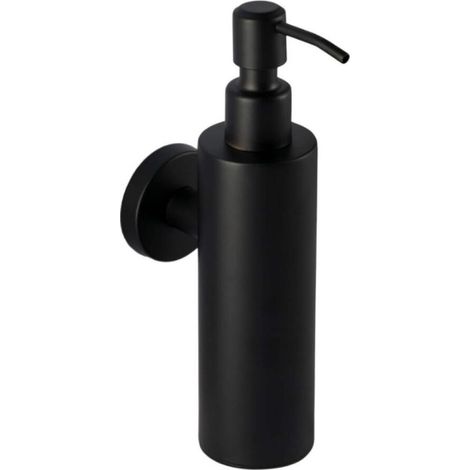 1 Distributeur de savon, acier inoxydable noir, design rond, support mural, salle de bain (1/5)