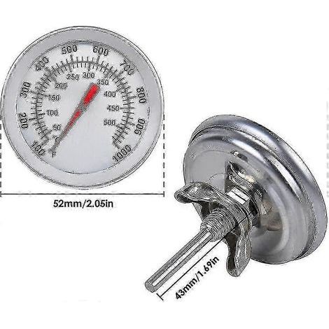 Thermomètre de barbecue en acier inoxydable 500 °C (1000 °F) analogique pour fours à pizza. grils et cuisson au feu de bois (1/4)