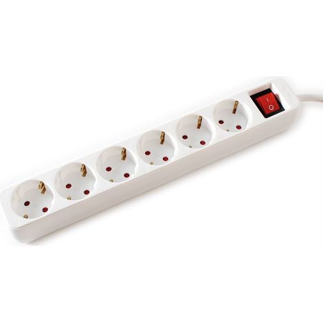 Value Ciabatta Elettrica 6 Prese AC Cavo 1,5m Bianca per Uso Interno 3600W