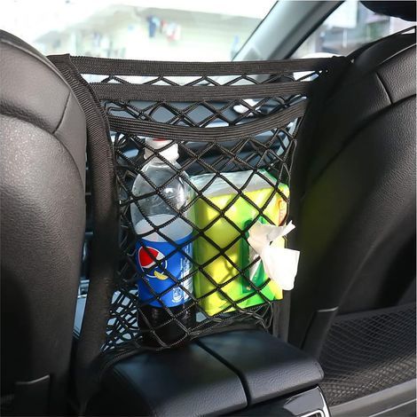 Filet de Rangement pour Siège Voiture à 3 Couches, Poche en Filet TrèS éLastique pour Le SièGe, Organiseur en Maille General Motors, Filet de Protection Enfant, Filet Voiture pour Chien (1/5)