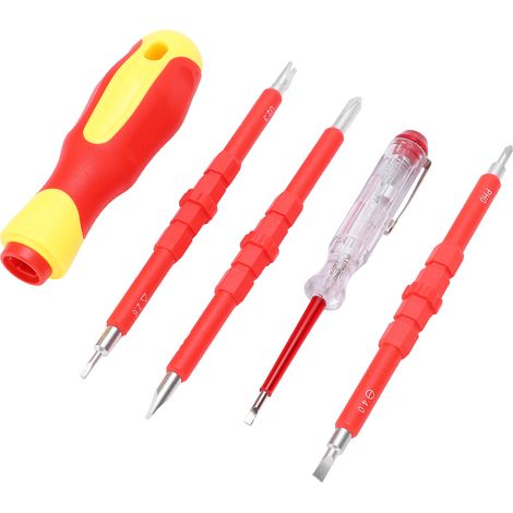 Jeu de tournevis à tête magnétique, isolés, à fente et cruciformes, outils de réparation électrique de forme spéciale (1/5)