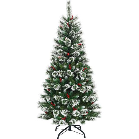 Albero di Natale 180cm innevato non illuminato Abete con bacche rosse (1/5)