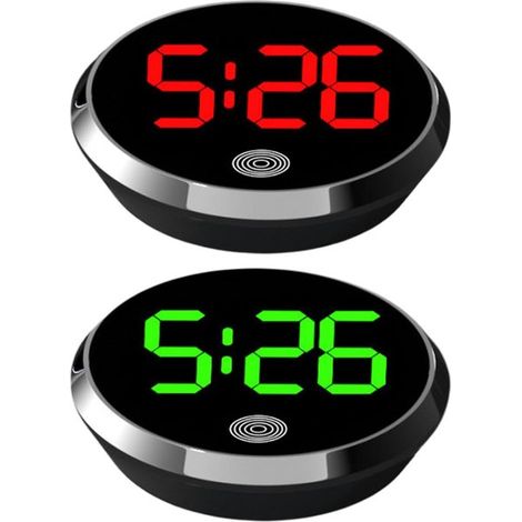 Autouhr Mini-Digitaluhr fürs Armaturenbrett Wasserdichte kleine Digitaluhr mit klarem LCD-Display Selbstklebendes Autozubehör für das 2 Stück Schwarz (1/5)