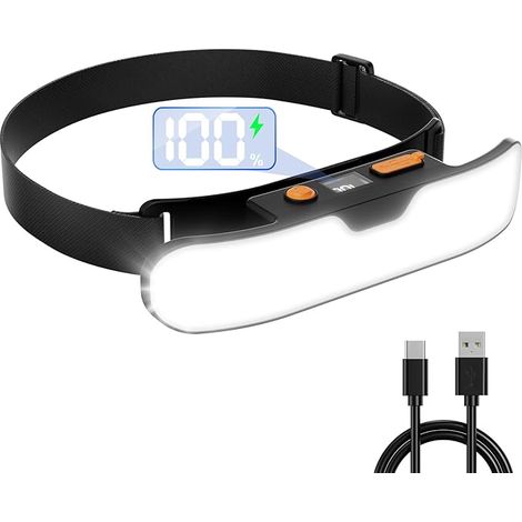 Linterna frontal recargable Mohard, linterna LED de haz amplio de 230°, pantalla digital de batería, inclinación ajustable de 90° y resistente al agua IPX5 para acampar, hacer senderismo y correr. (1/5)