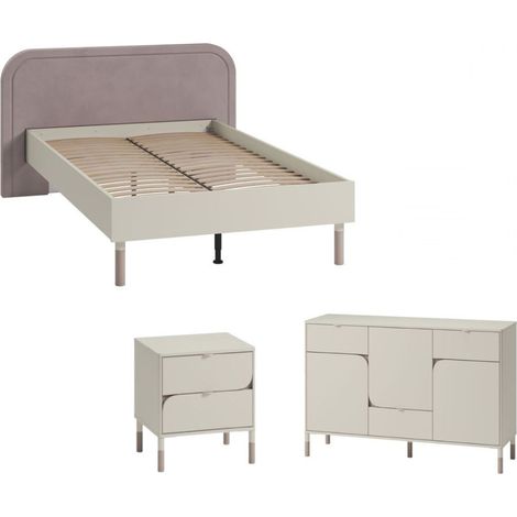 BOBOCHIC - Ensemble lit enfant 120 x 200 cm BOREO avec commode + chevet (1/5)