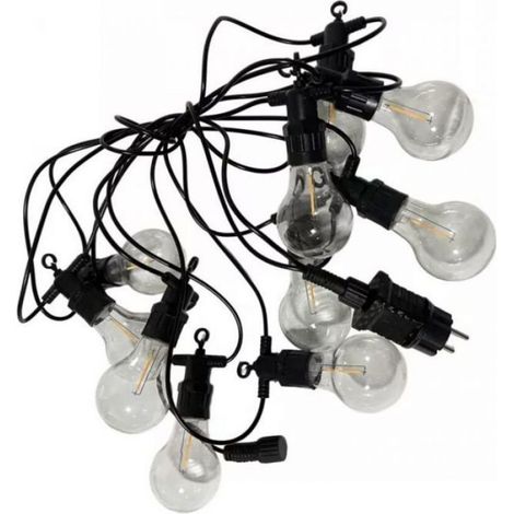 Guirlande Lumineuse Extérieure - Ampoules Edison - Alimentation Solaire Et Secteur 220-240 V - 10 M - 20 Ampoules