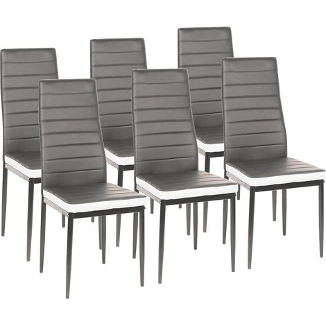 Hofuton Lot de 6 Chaises de Salle à Manger Chaises de Cuisine Gris Blanc (1/4)
