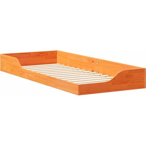 Bettrahmen Wachsbraun 90 x 220 cm Massives Kiefernholz vidaXL (1/5)