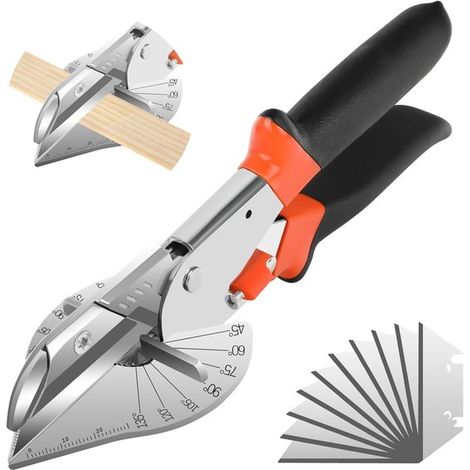 Cisaille à onglets – 45°-135° – Lame SK5 – 10 lames de rechange – PVC, bois tendre, plastique – Plinthes (1/5)