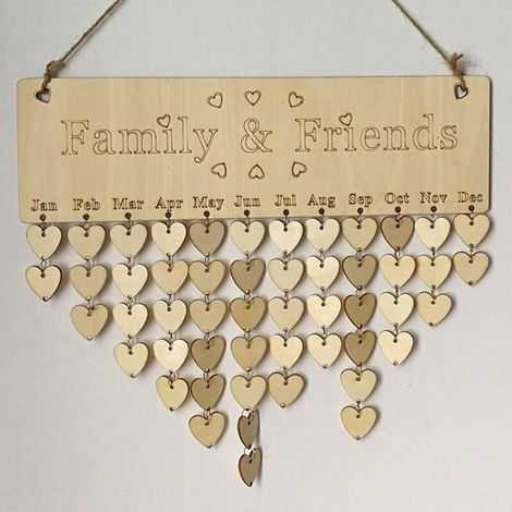 Famille amis anniversaire rappel Calendrier plaque en bois Tableau avec étiquettes pour décoration de la maison (1/5)