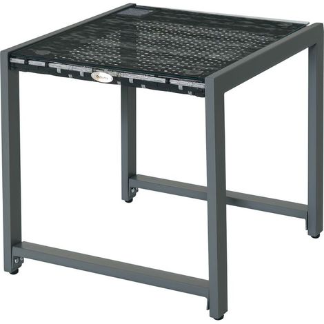 Table low of garden with tray in glass hardened and rattan (1/5)