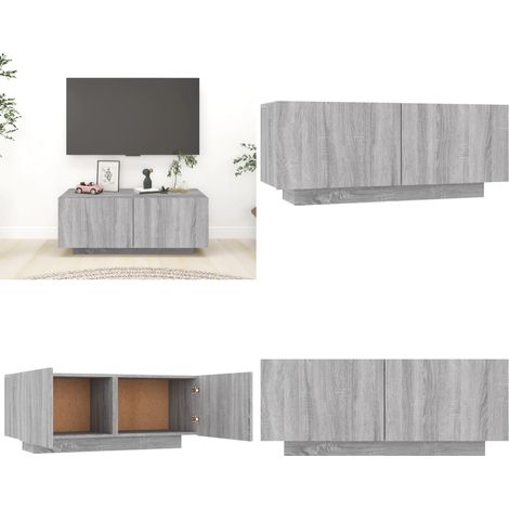 Meuble TV Sonoma gris 100x35x40 cm Bois d'ingénierie - meuble tv - meubles tv - Home & Living (1/5)