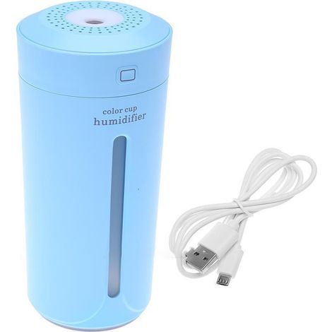Wiederaufladbarer LED-Becher mit USB-Anschluss, tragbarer Mini-Luftbefeuchter, großes Fassungsvermögen, farbiges Nachtlicht, blau (1/5)