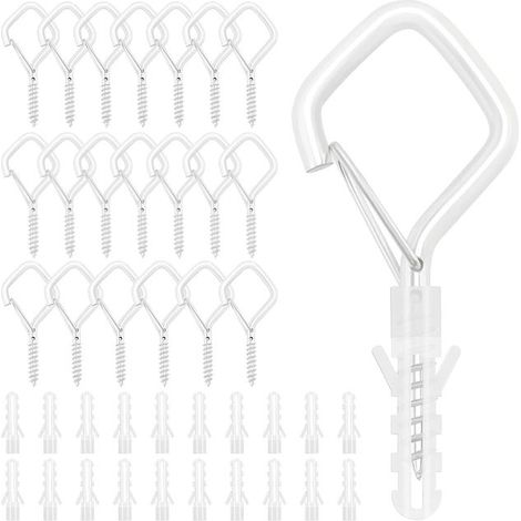 20 ganchos Q-Hanger para exteriores con clips de seguridad para colgar macetas, adornos navideños y faroles (blanco) (1/5)