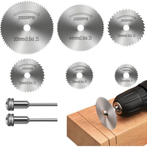 Disques de coupe pour outils rotatifs, lames de perceuse à disque, disques de coupe HSS, lames de scie en acier rapide, mini-lames de scie circulaire pour la coupe du bois, du plastique et du métal (8 (1/5)