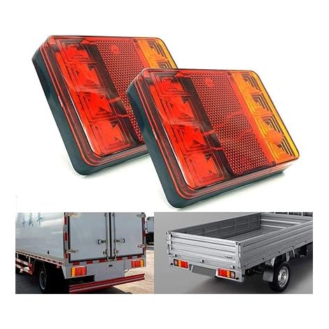SHINING HOUSE Feu arrière étanche à 8 LED, 2 pièces, rouge jaune, 12V, adapté aux remorques, camions, bateaux, voitures, avertissement de style