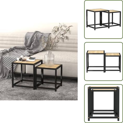 Tables à thé 2 pcs MDF Chêne sonoma - Table Basse Industrielle - Table D'appoint Design - Meubles Industriels - Table Café Moderne - Set De Tables Basses (1/5)