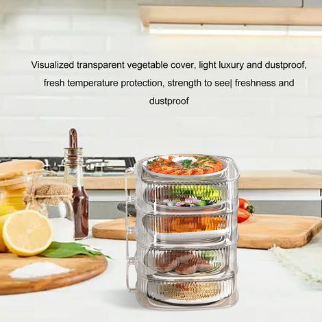 Couvercle alimentaire, étagère de rangement multicouche pour restes alimentaires, couvercle de cuisine anti-poussière et isolant thermique, protection anti-poussière multifonctionnelle pour table à ma (1/5)