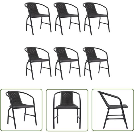 The Living Store Chaises de jardin lot de 6 Rotin plastique et acier 110 kg - Chaise De Jardin - Ensemble De Chaises - Meubles De Jardin - Rotin Plastique - Chaise Pliable (1/5)