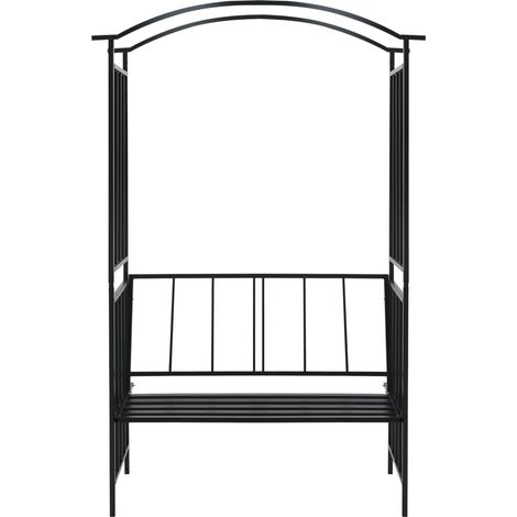 vidaXL Gartenbogen mit Bank Schwarz 128x50x207 cm Eisen