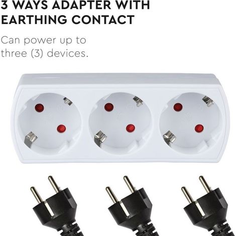 Adaptador Regleta V-TAC 3Tomas Frontales 10A 2P + Schuko + Enchufe Schuko (1/5)