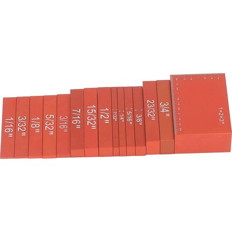 Jeu de 15 jauges de hauteur en alliage d'aluminium, couleur vive, échelle précise pour le travail du bois, orange (1/5)