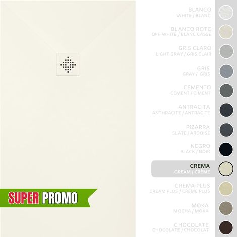 SOULBATH Plato de Ducha - Resina - Gel Coat - Textura Liso/Piedra - Antideslizante  - Color Crema  - 160X70- Extraplano 3cm. Incluye Válvula desagüe y Rejilla - REJILLA MISMO COLOR (1/5)