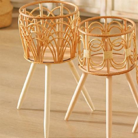 Support pour Plantes D'IntéRieur en Rotin, Support de Pot de Fleurs Tissé en Paille, Tabouret avec Pieds, Paniers de JardinièRe au (1/4)