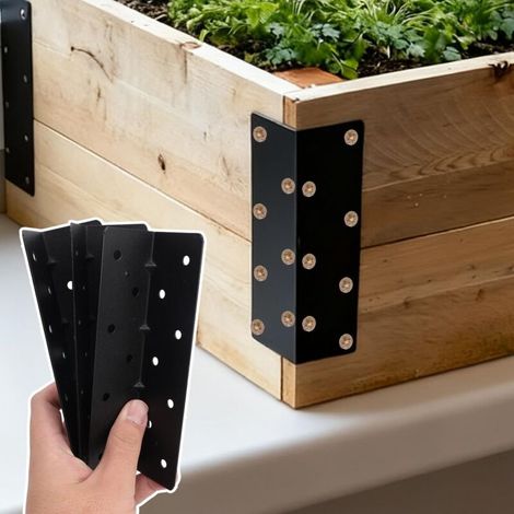 Juego de 4 soportes metálicos en forma de L con 14 tornillos, escuadras robustas para estanterías, soportes metálicos negros (16 x 4 cm) (1/4)