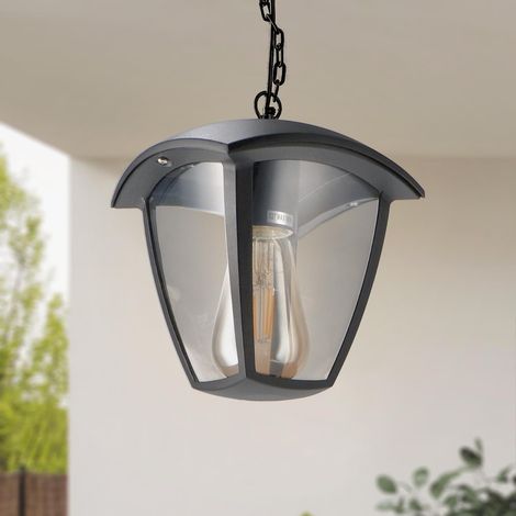 Lampe de plafond LED extérieure série Ronse, douille E27, IP44 étanche, finition noire. Idéal pour jardins, terrasses, entrées et porches (ampoule non incluse), Noir (1/5)