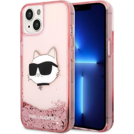 Karl Lagerfeld KLHCP14MLNCHCP iPhone 14 Plus / 15 Plus 6,7" pinke Hartschale mit Glitzer-Choupette-Kopf (1/5)