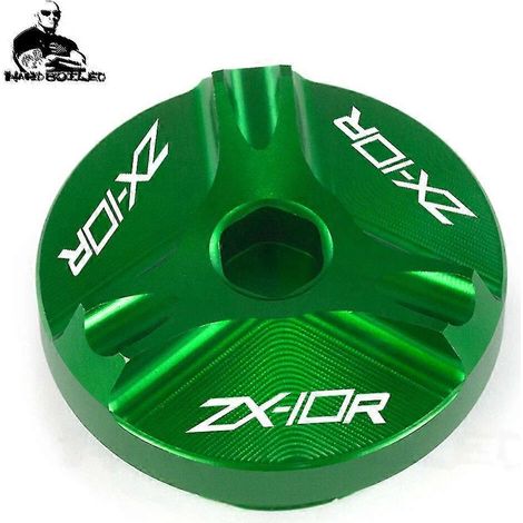 Für Kawasaki ZX10R ZX10RR 2016-2018 2019 2020 2022 ZX 10R/10RR ZX 10 R/RR Motorrad CNC-gefräster Öldeckel mit Schraube – ZX10R-Logo, grün