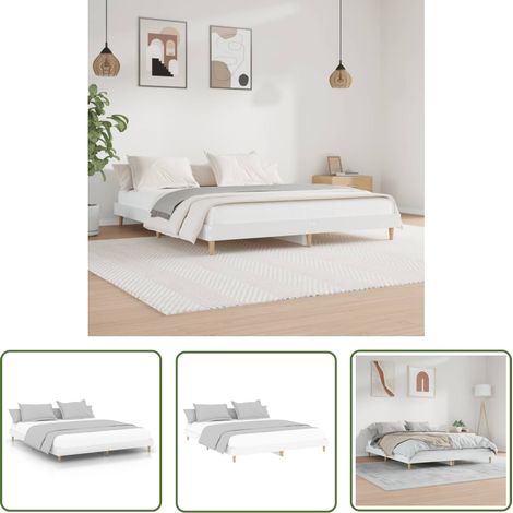 The Living Store Bettgestell Weiß 200x200 cm Holzwerkstoff - Bettes Gestell - Doppelbett - Holzrahmen - Weißes Bett - Massivholzbette (1/5)