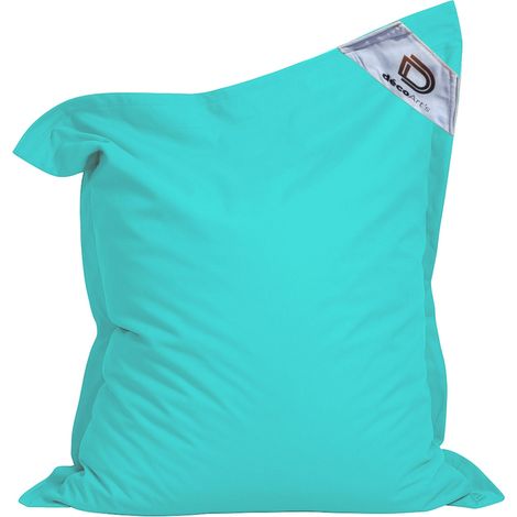 Housse pour pouf géant XXL 180x140cm – Tissu résistant déperlant et anti-UV – Coutures renforcées pour usage intensif – Bleu caraïbes