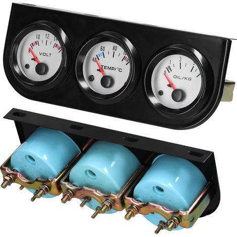 Kit de jauge automatique multifonctionnel 3 en 1 pour voiture, tension de 52 mm, température de l'eau, pression d'huile, voltmètre avec capteur pour camion, camping-car, bateau marin (1/5)