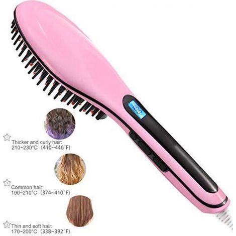Peigne Droit de Cheveux électrique Fer à Lisser Curleur Rapide Styling Outils Lisseur Professionnel avec l'affichage Femme Cadeau (1/4)