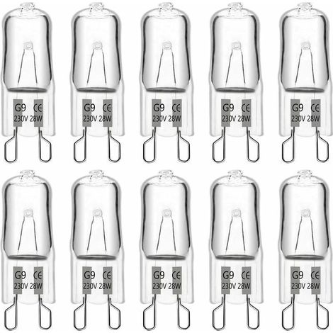 Ampoule Halogene G9 28W 230V, 370LM 2700K Blanc Chaud Dimmable, G9 Ampoules Capsule, pour Lustres, Lampes de Paysage, Appliques Murales, Éclairage d'armoire, Lot de 10 (1/5)