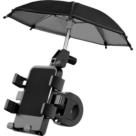 Telefonhalterung mit Mini-Regenschirm, wasserdicht und schattierend, 360°-Drehung, einfache Installation, kompatibel mit 4,7-7,2-Zoll-Telefonen, für die Navigation bei Radtouren und Motorrädern.