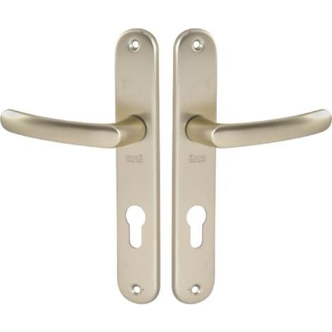 Satz Türgriffe, 195 mm Lochabstand, 7 mm quadratisch, Aluminium in Champagner-Optik, für Eingangs-, Büro- oder Garagentüren (1/5)