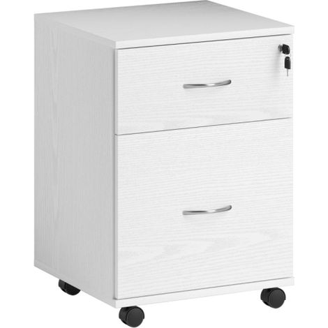 White Wood Grain Two Drawer Locking File Cabinet for Secure Document Storage (1/5)