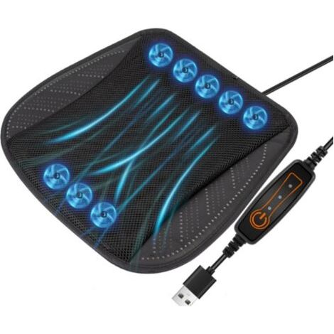 QORVA-Housse de siège auto rafraîchissante avec ventilateur, 3 vitesses réglables, anti-transpiration, respirante, accessoire automobile ventilé pour plus de confort pendant la conduite, 44 x 44 cm