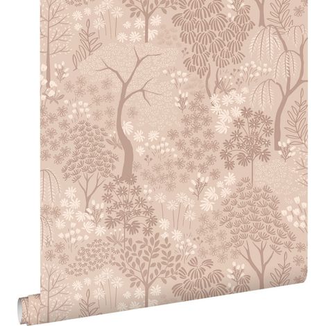 papier peint des arbres et des fleurs vieux rose - ESTAhome (1/5)