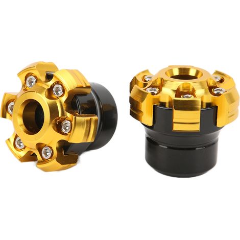 Support moto CNC aluminium renforcé, protection chute axe fourche, 2 pièces universel, patins anti-crash, anodisé, robuste et léger (1/5)