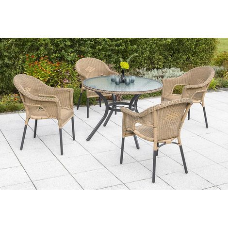 Ravenna Set 5tlg 4 Sessel Tisch Ø 100 cm Alu/Kunststoff