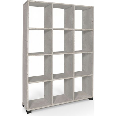 Libreria Moderna Melaminico Ripiani Mobile Soggiorno Legno 90x24x131 cm cemento