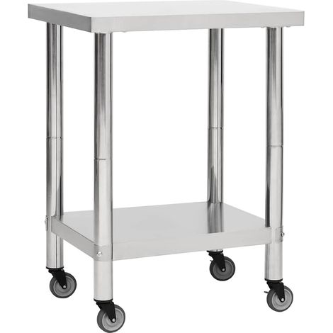 Table de travail de cuisine avec roues-Plan de travail de cuisine-Îlot de cuisine 80x45x85 cm Inox (1/5)