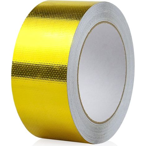 Ruban Adhésif Aluminium renforcé, doré 50mm x 20m Bande d'étanchéité Étanche Feuille, ruban d'aluminium de réparation, ruban adhesif haute temperature pour la réparation, l'isolation, (1/5)