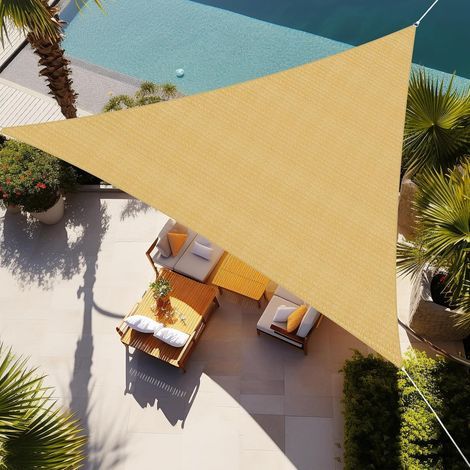 Voile d'ombrage triangulaire perméable 5.03 m x 5.03 m x 5.03 m pour terrasse. jardin. cour. terrasse. pergola (1/5)