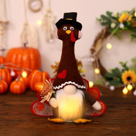Doll Turquie - Décoration Lumineuse LED pour Thanksgiving - Décoration de Bureau et de Fête - 33 x 23 x 8 cm - 1 Pièce (1/5)