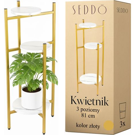 Soporte de pie para flores, soporte de metal para flores, flores, plantas, macetas, 3 estantes (1/5)